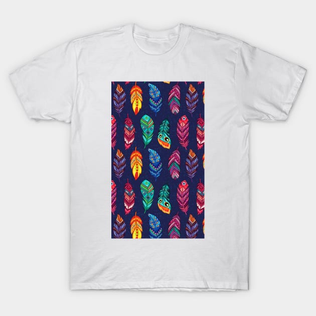 Colorful Beautiful Feather Pattern Artwork T-Shirt by Artistic muss